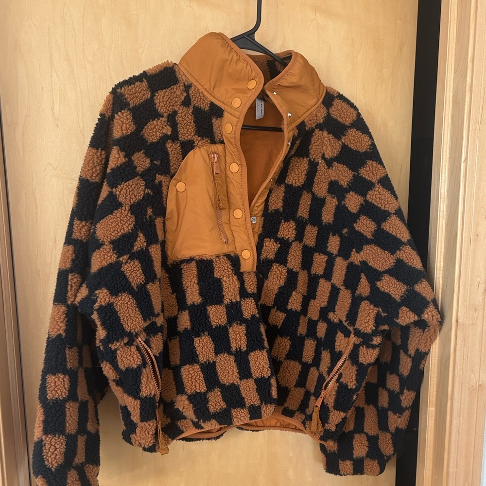 FP Movement by Free People Checkered Fleece Jacket size medium